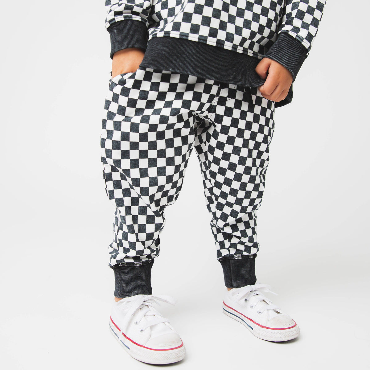 Black & White Mini Check Relaxed Fit Joggers