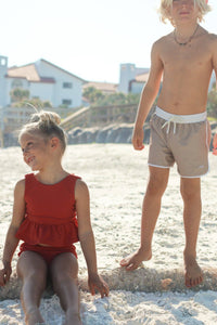 Flutter Tankini Set (brick ribbed)