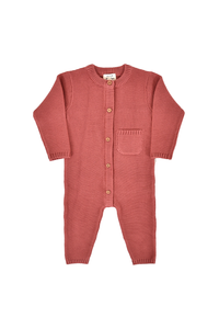Penelope Garter Stitch Romper in Rosewood