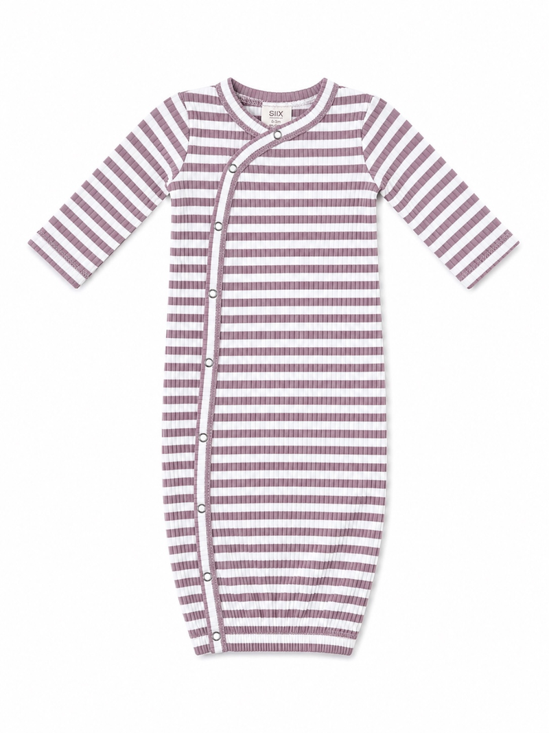 Violet Stripe Ribbed Gown