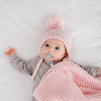 Blush Garter Stitch Knit Bonnet