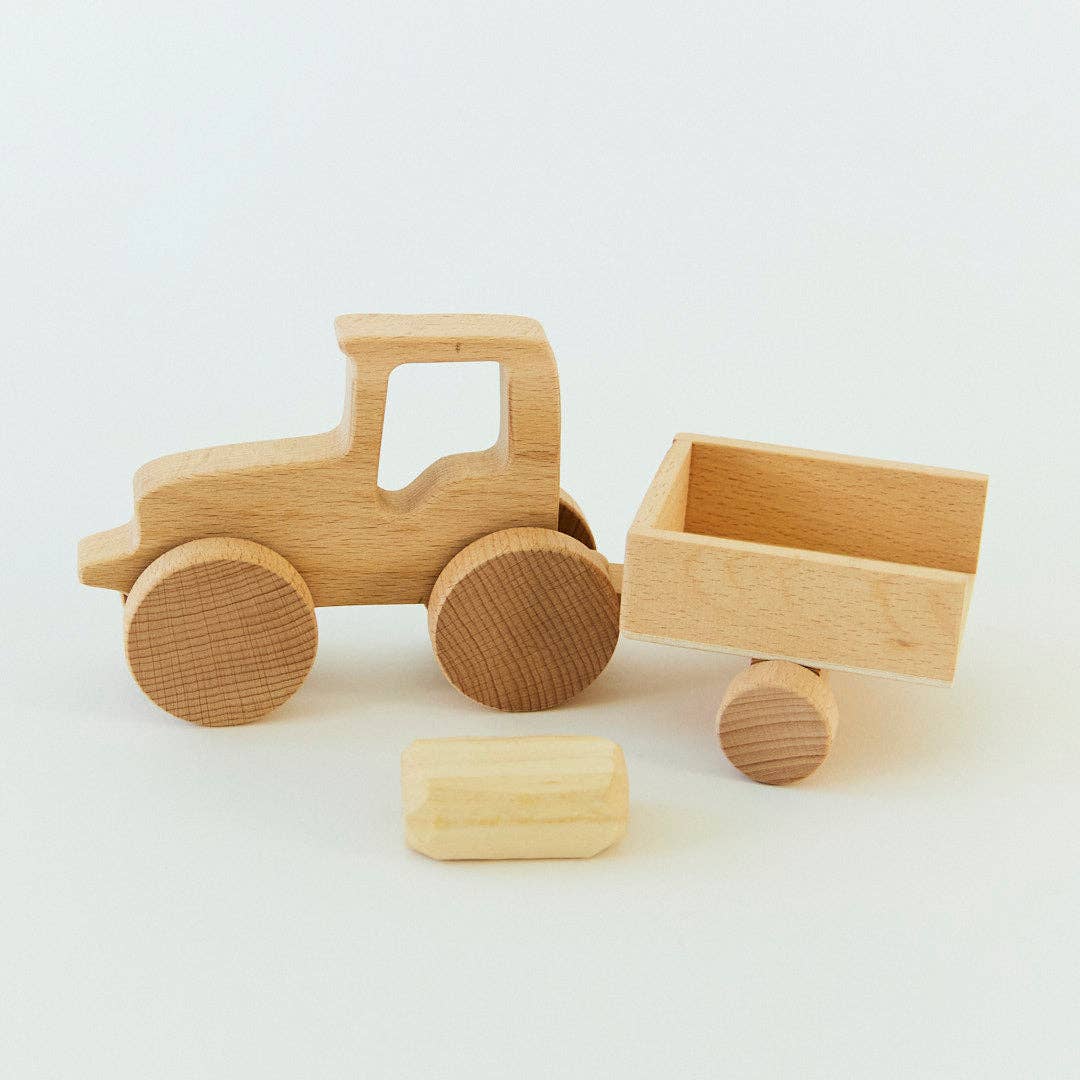Wooden Tractor with Wagon