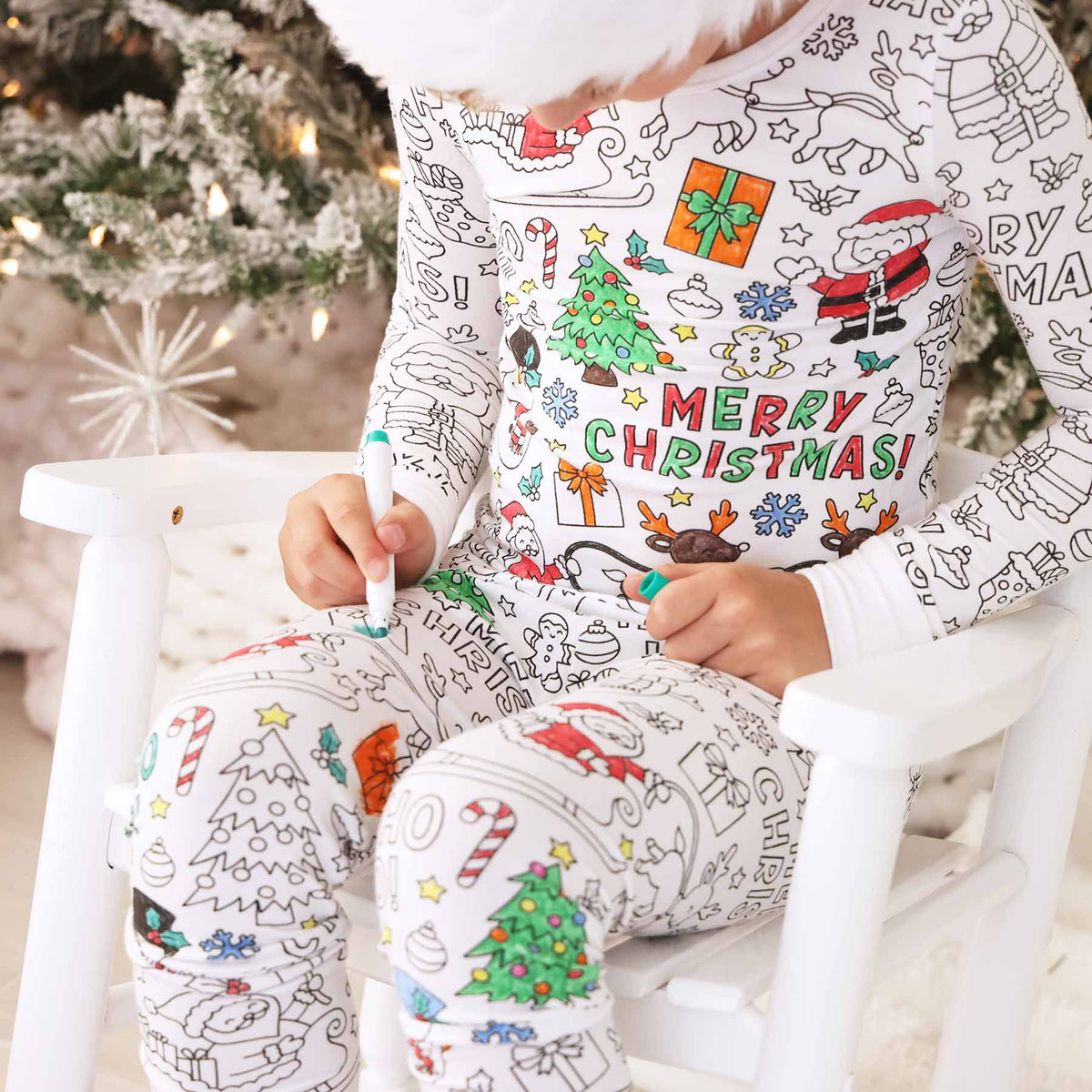Colorable Two Piece Pajama Set | Christmas Morning