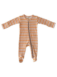 Pumpkin Stripe Organic Zip Footie