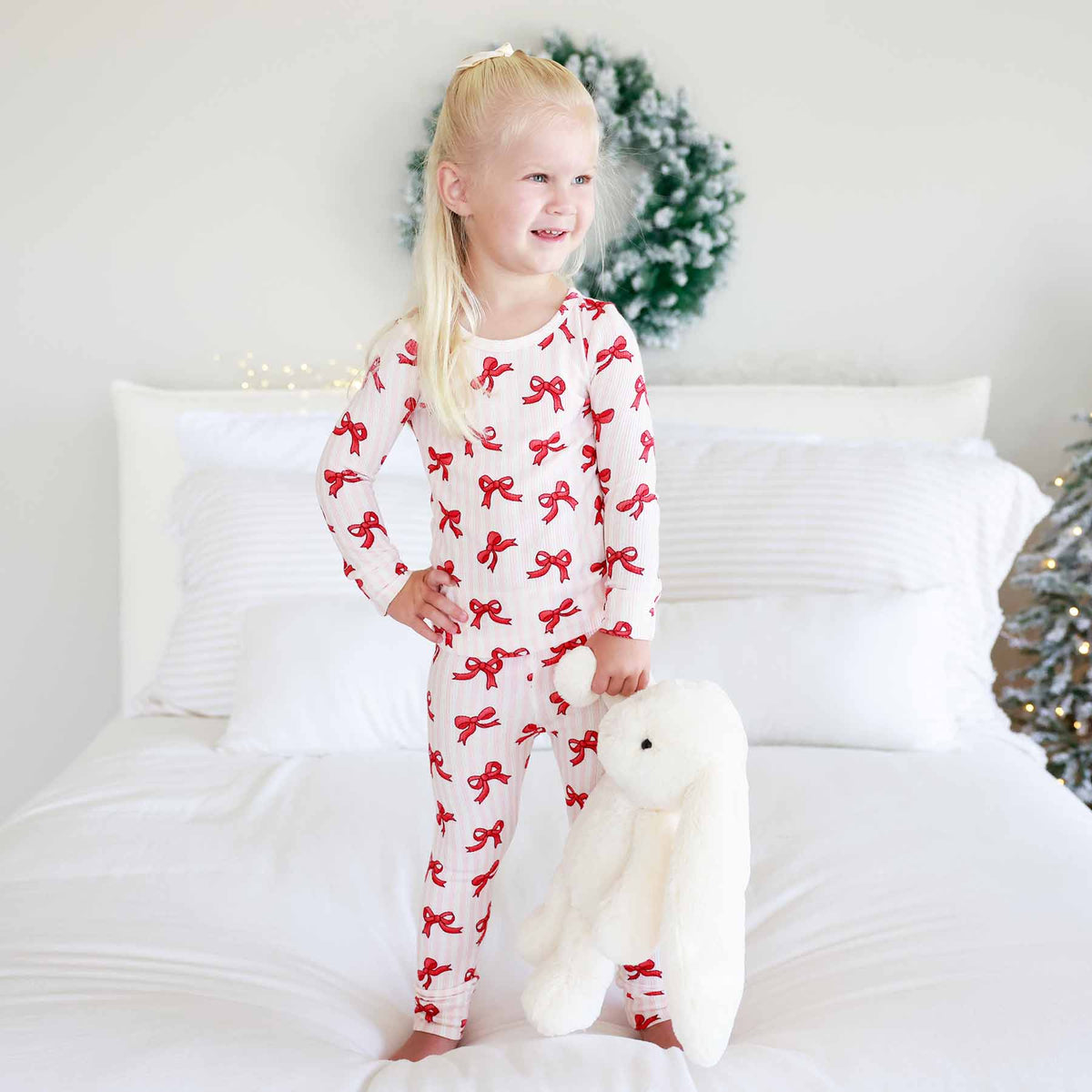 Coquette Christmas Bamboo Waffle Two Piece Pajama Set