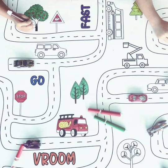 Cars & Trucks Road Map Mat | Giant Coloring Play Activity