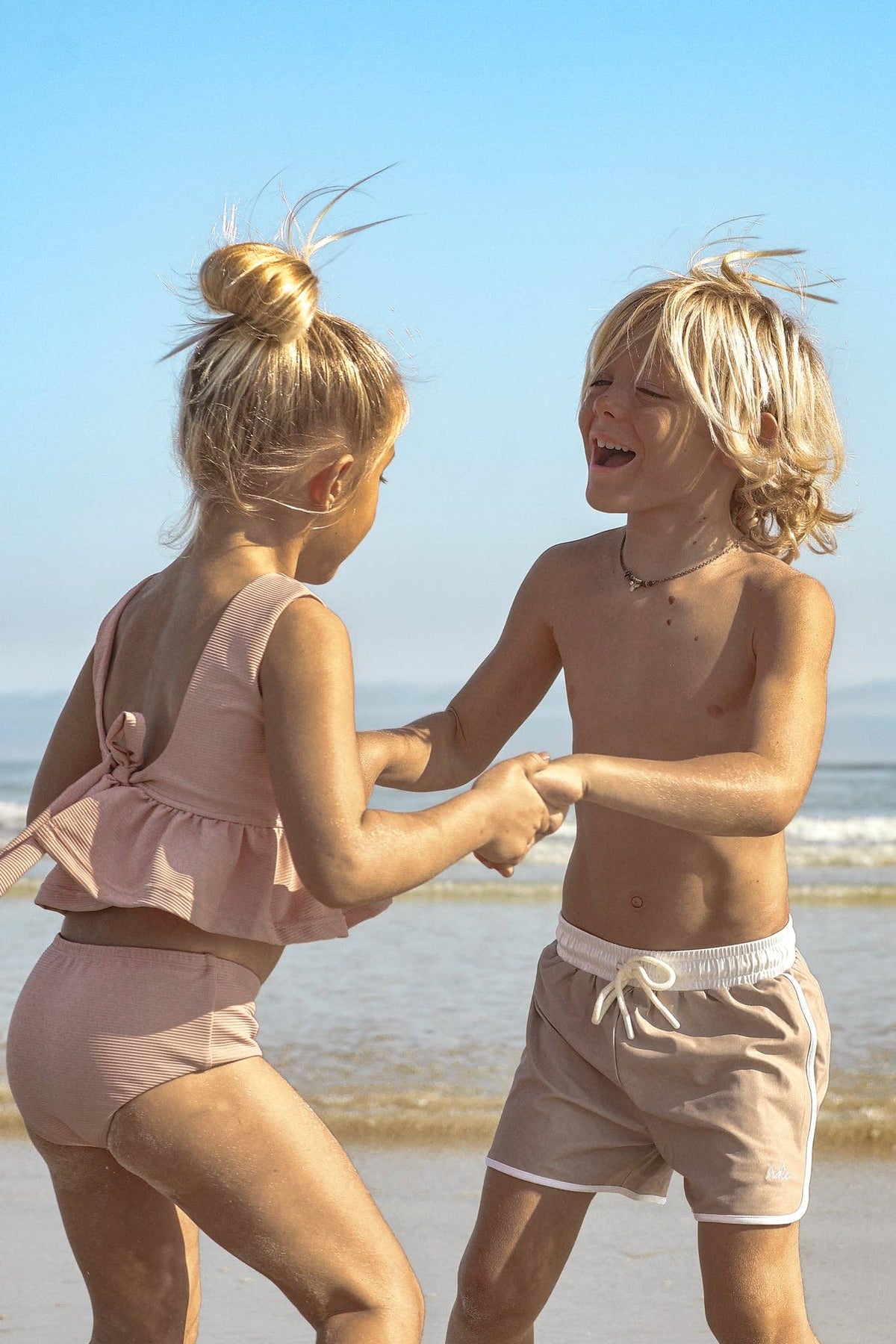 Flutter Tankini Set (soft pink ribbed)