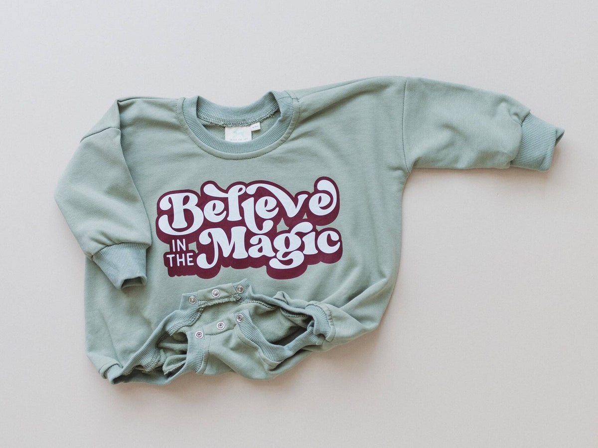 Believe in the Magic Christmas Sweatshirt Romper Baby Bubble