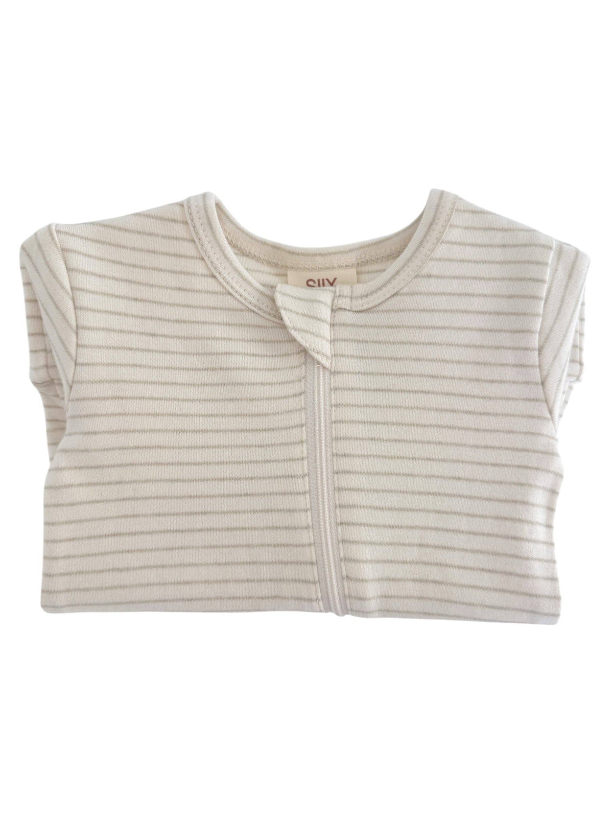Sage Pencil Stripe / Organic 2-Way Zip Footie