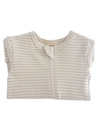 Sage Pencil Stripe / Organic 2-Way Zip Footie