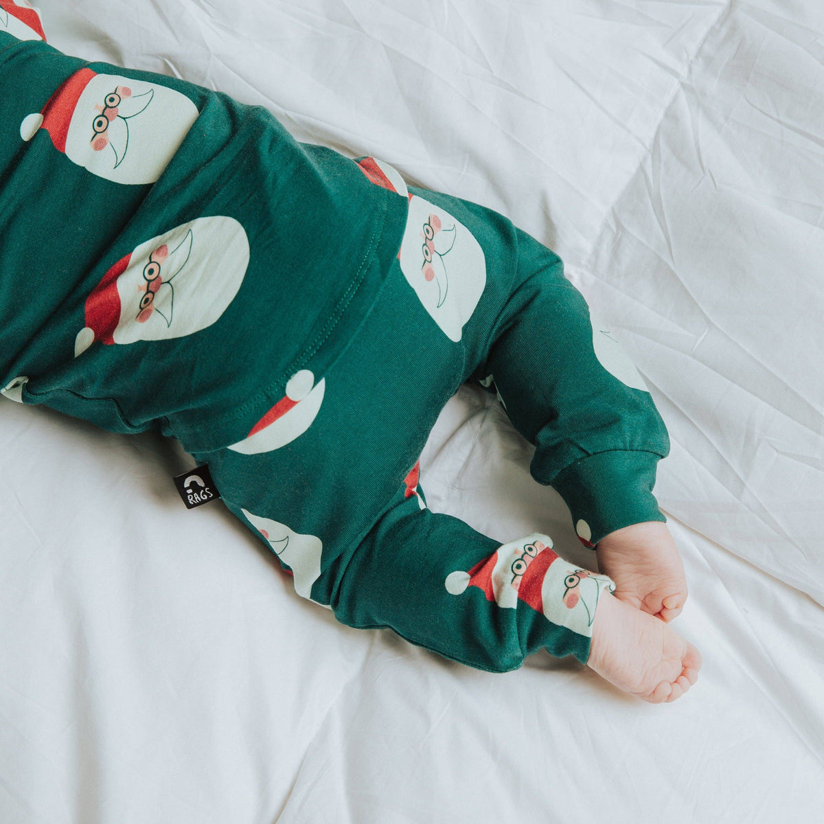 Peekabooty™ Rag Romper - Ho Ho Ho Green Check