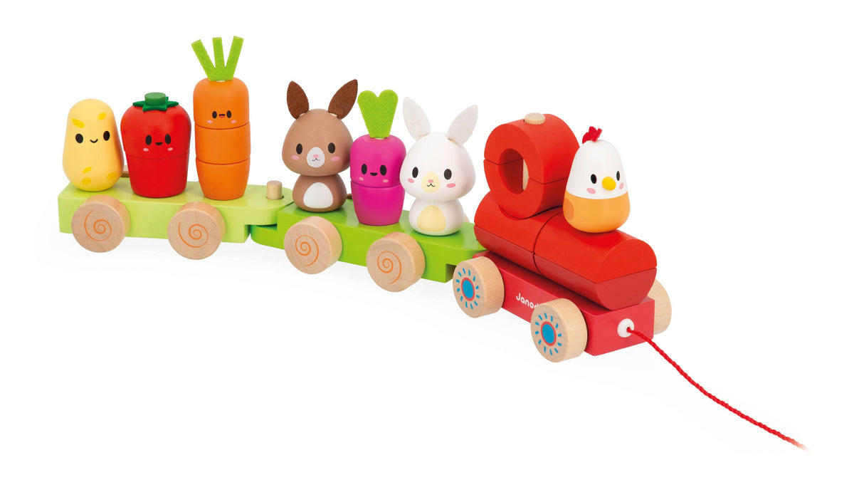 Farm | Pull-Along Stacker Train | 19 pieces