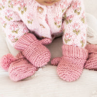 Garter Stitch Mittens - Rosy