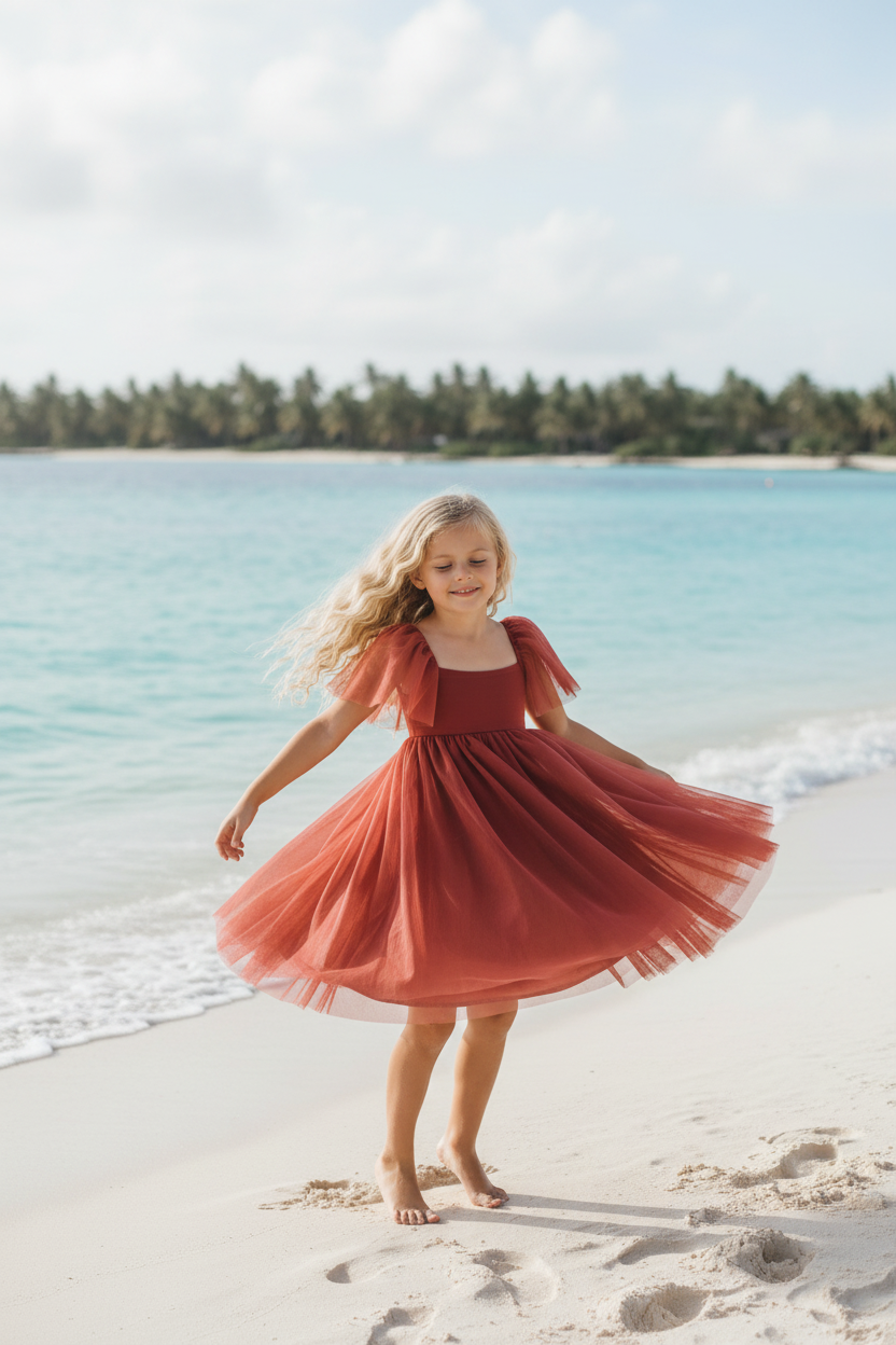 Fawn Dress (venetian red tulle)