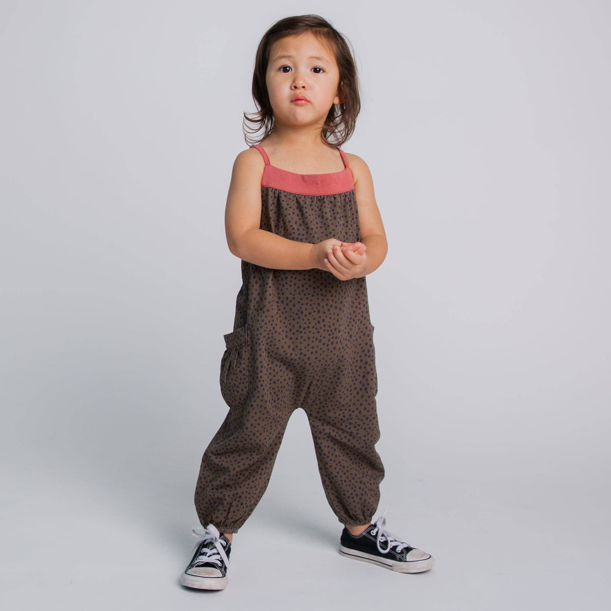 Strappy Jumper - Olive Polka Dot