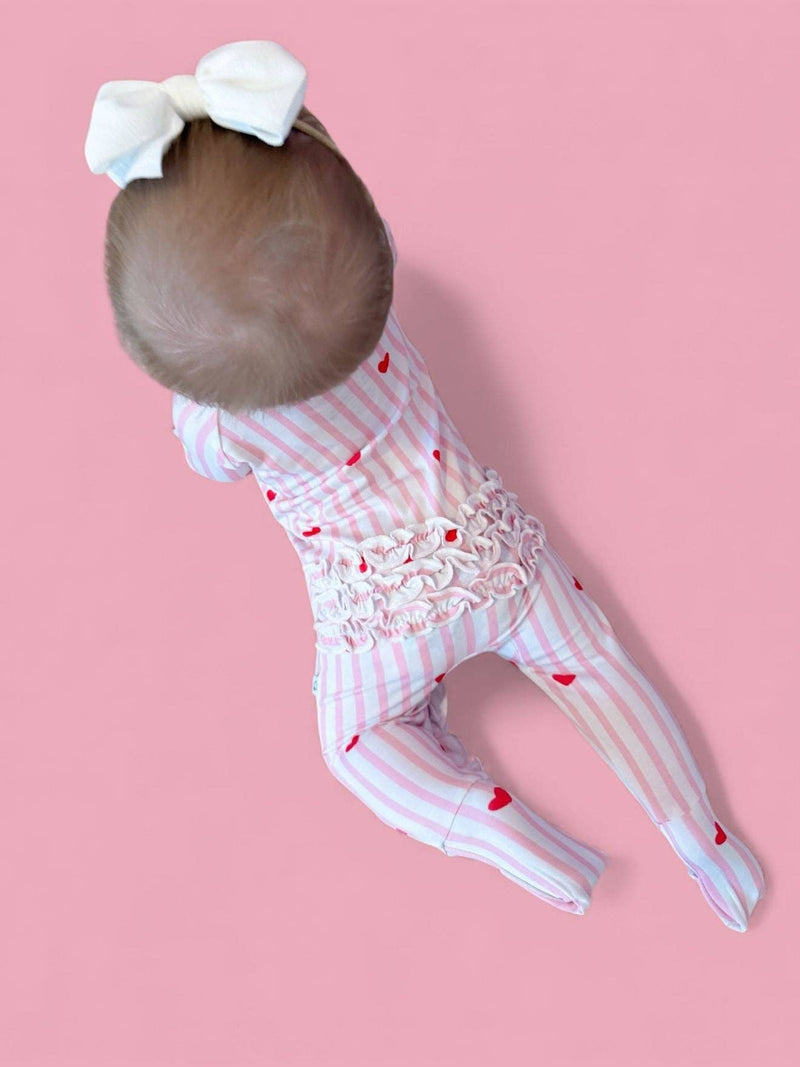 SWEETHEART STRIPES DREAM RUFFLE ROMPER