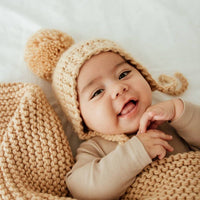 Latte Garter Stitch Knit Bonnet
