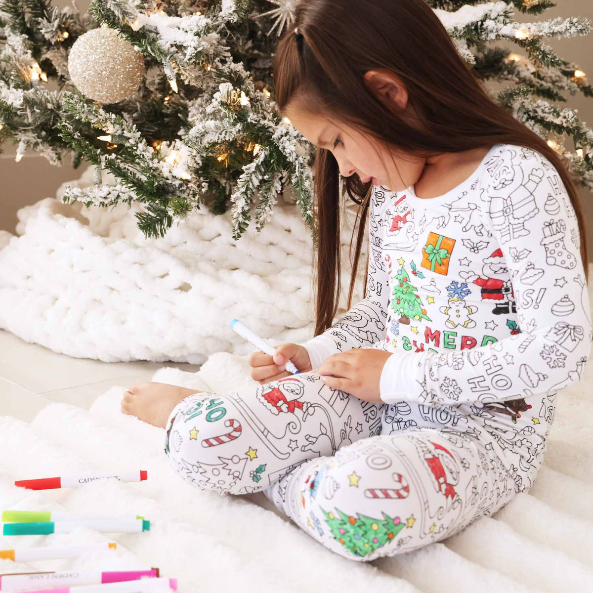 Colorable Two Piece Pajama Set | Christmas Morning