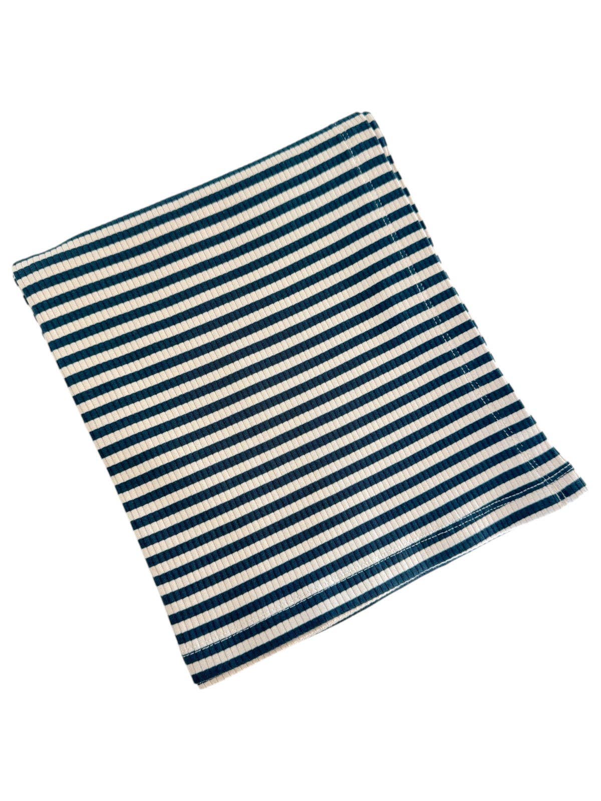 Steel Blue Stripe Organic Ribbed Swaddle