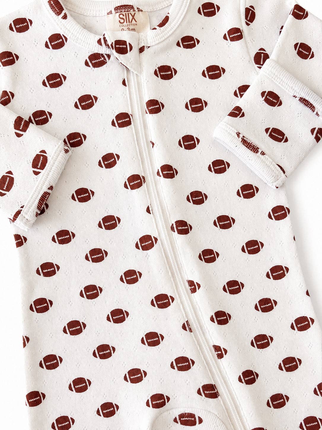 Football Organic Pointelle 2-Way Zip Footie