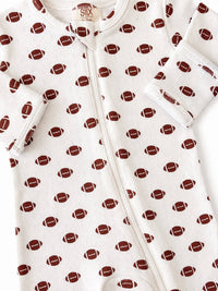 Football Organic Pointelle 2-Way Zip Footie