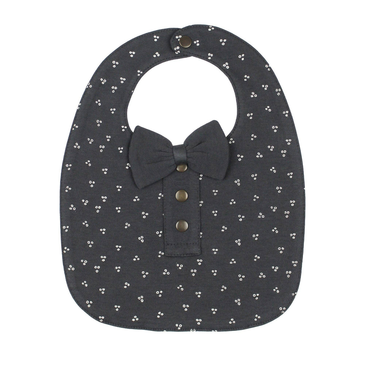 Charcoal Dots | Organic Double-Layer Bowtie Bib