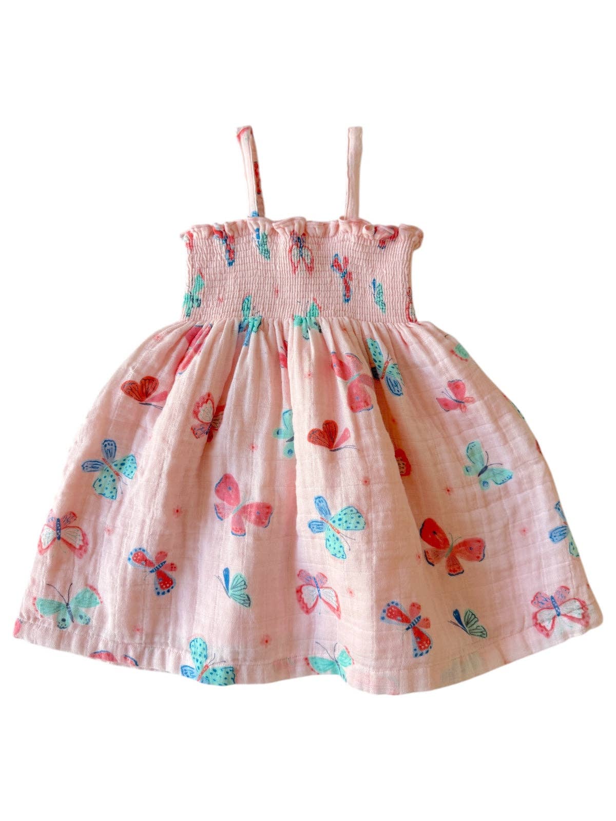 Whimsical Butterflies Muslin Smocked Tube Dress