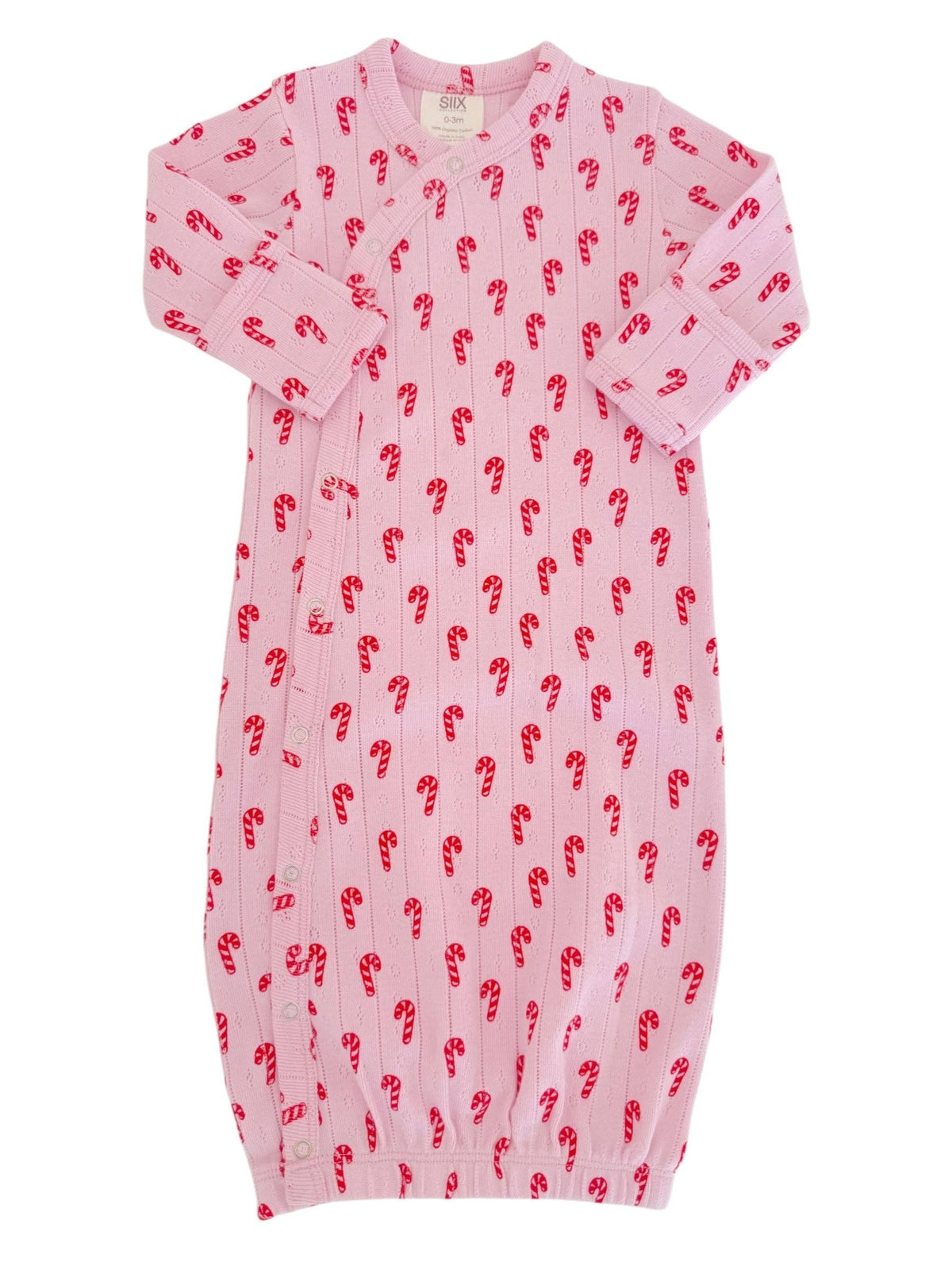 Pink Candy Cane Organic Pointelle Gown