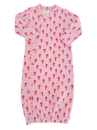 Pink Candy Cane Organic Pointelle Gown
