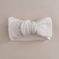 Pointelle Bow Headband - White