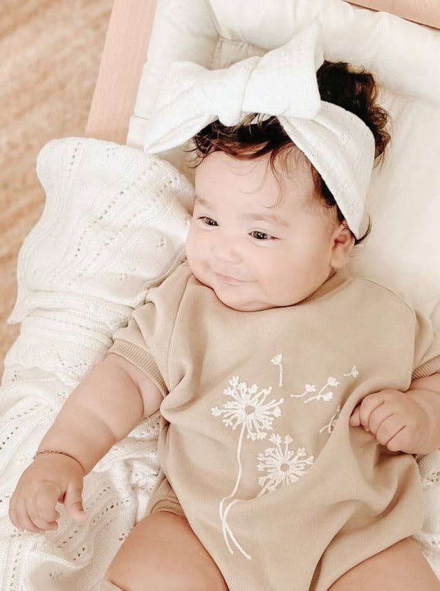 Pointelle Bow Headband - White