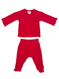 Red Organic Pointelle Newborn Set