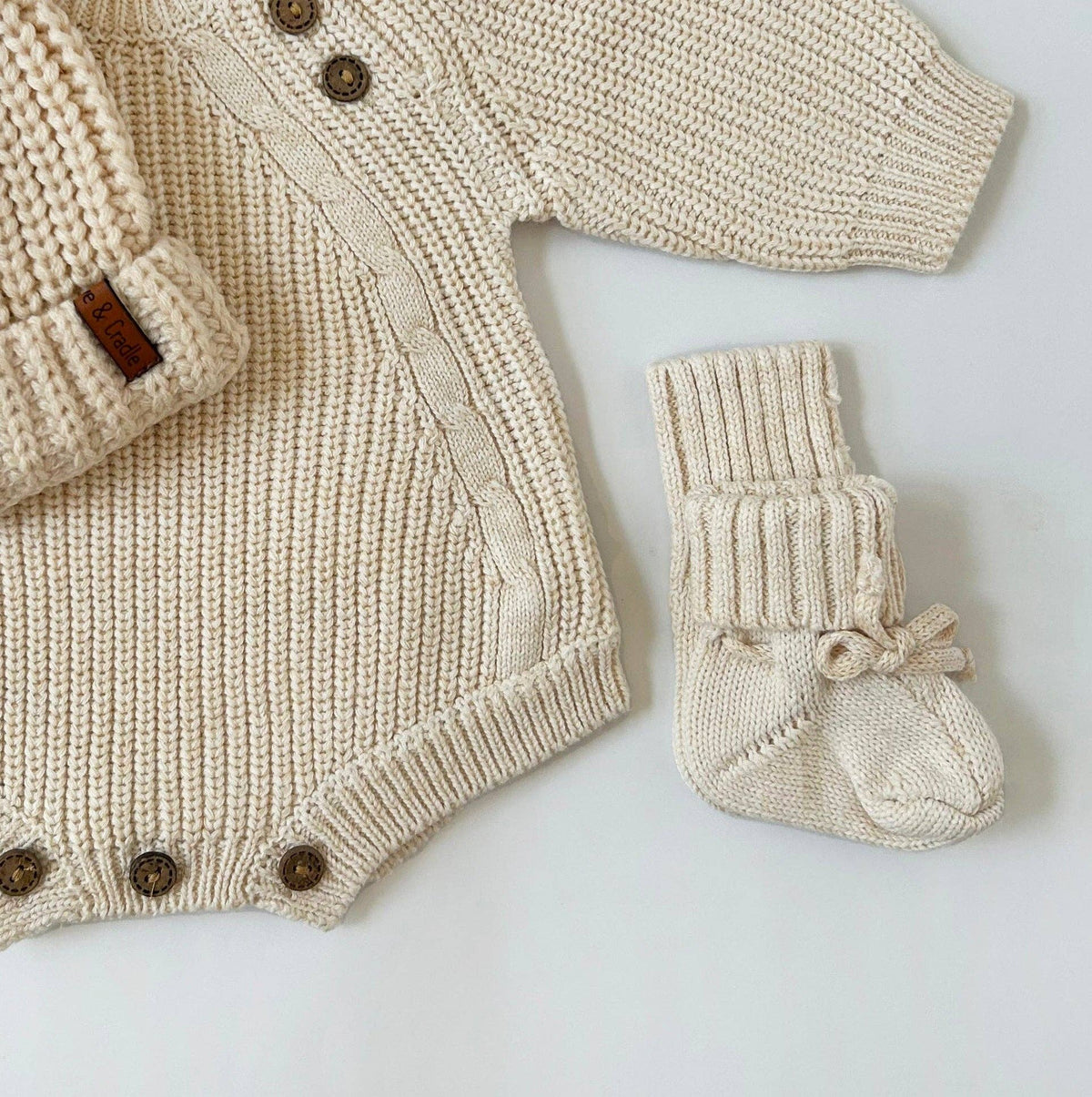 Knitted Booties Socks - Coco Speckle