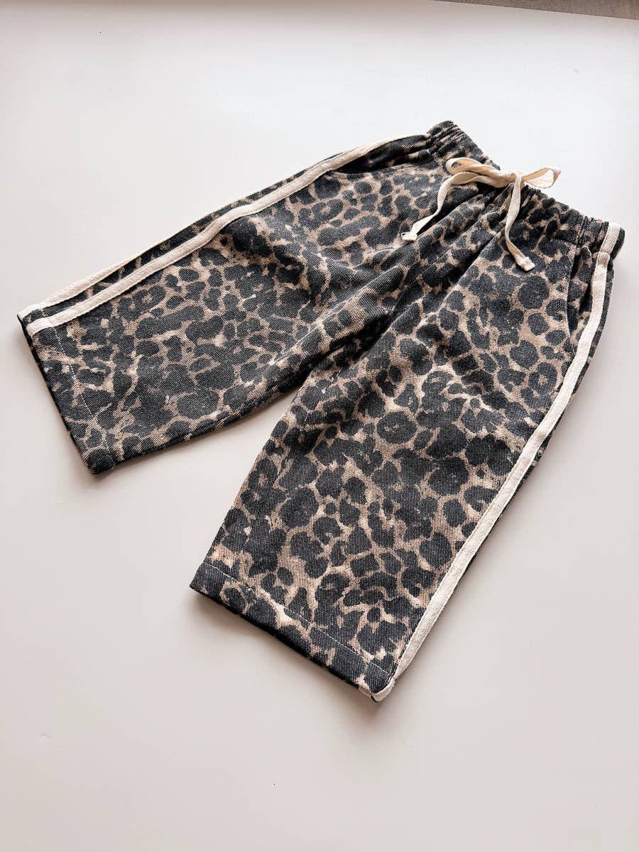 Little Cub Denim Track Pants | Leopard Racer