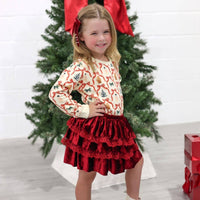 Ruby Red Velvet Tiered Christmas Skirt