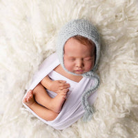 Newborn Baby Blue Angora Knit Bonnet
