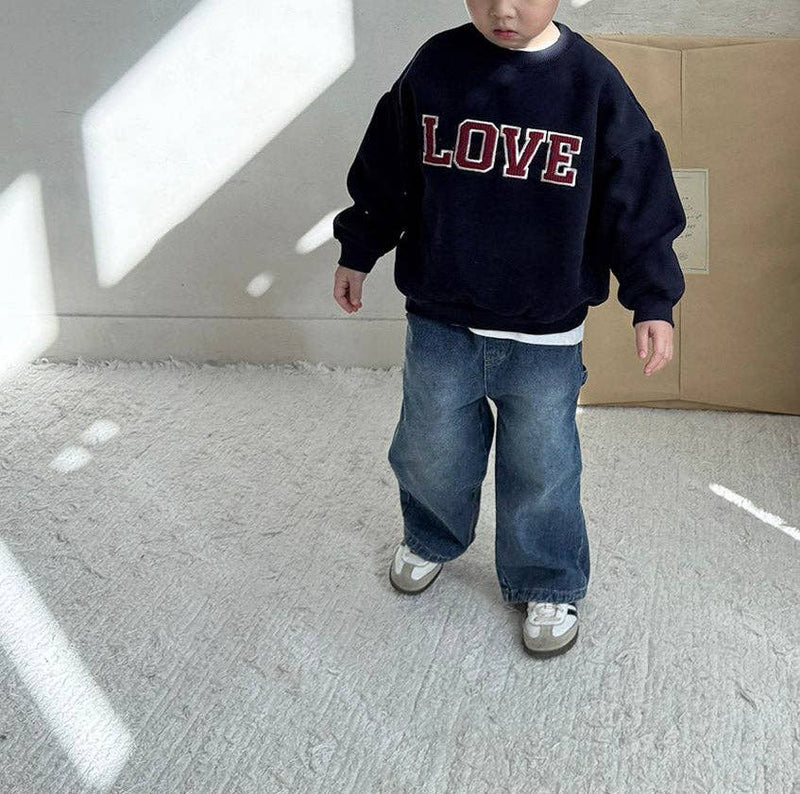Toddler Corduroy Embroidery LOVE Sweatshirt - Green