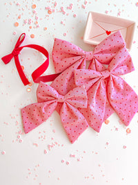 Pink Polka Dot Sailor Bow