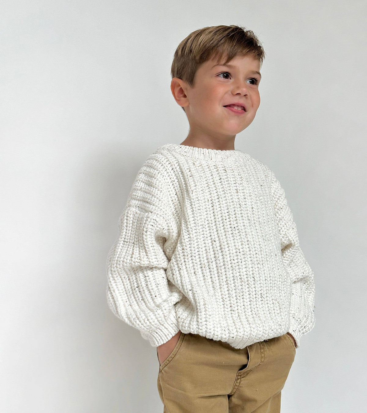 Chunky Knit Braided Sweater Cotton - Coco Speckle