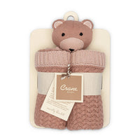 Violet Knitted Teddy Bear Lovie Blanket