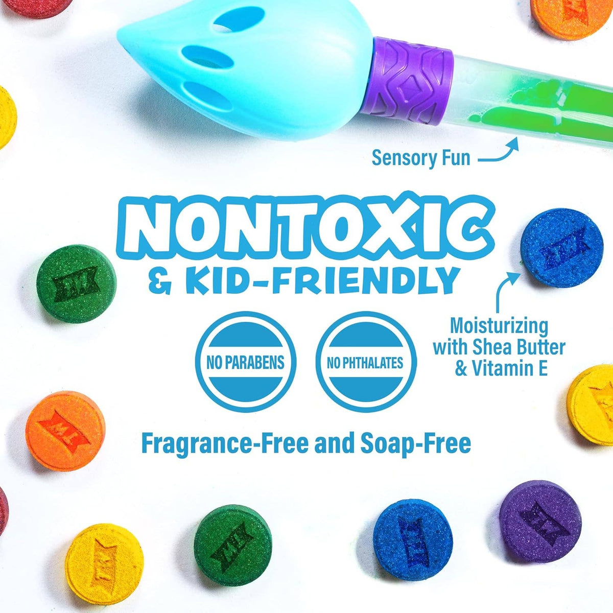 Tub Works® Bath Color Brush™ Kids Bath Bomb Set | Nontoxic & Fragrance-Free