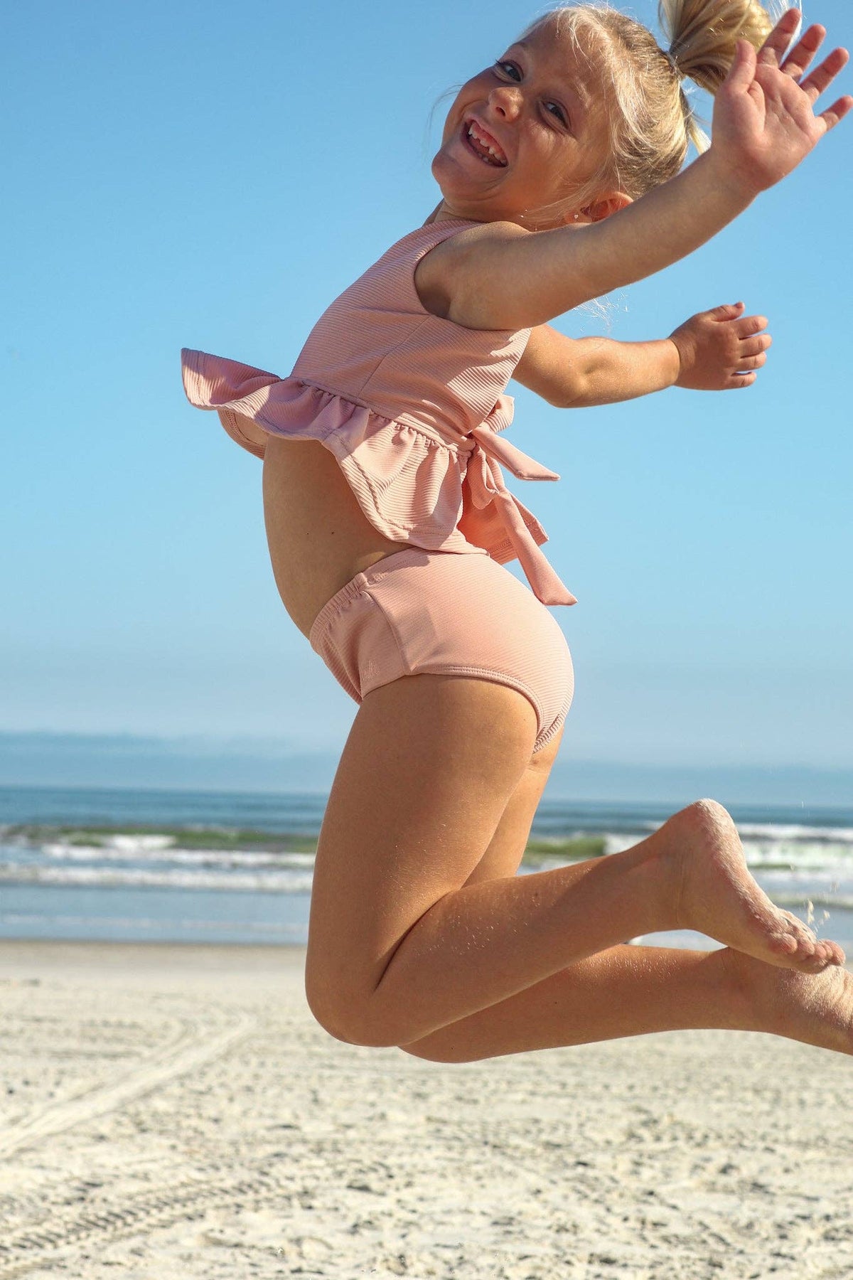 Flutter Tankini Set (soft pink ribbed)