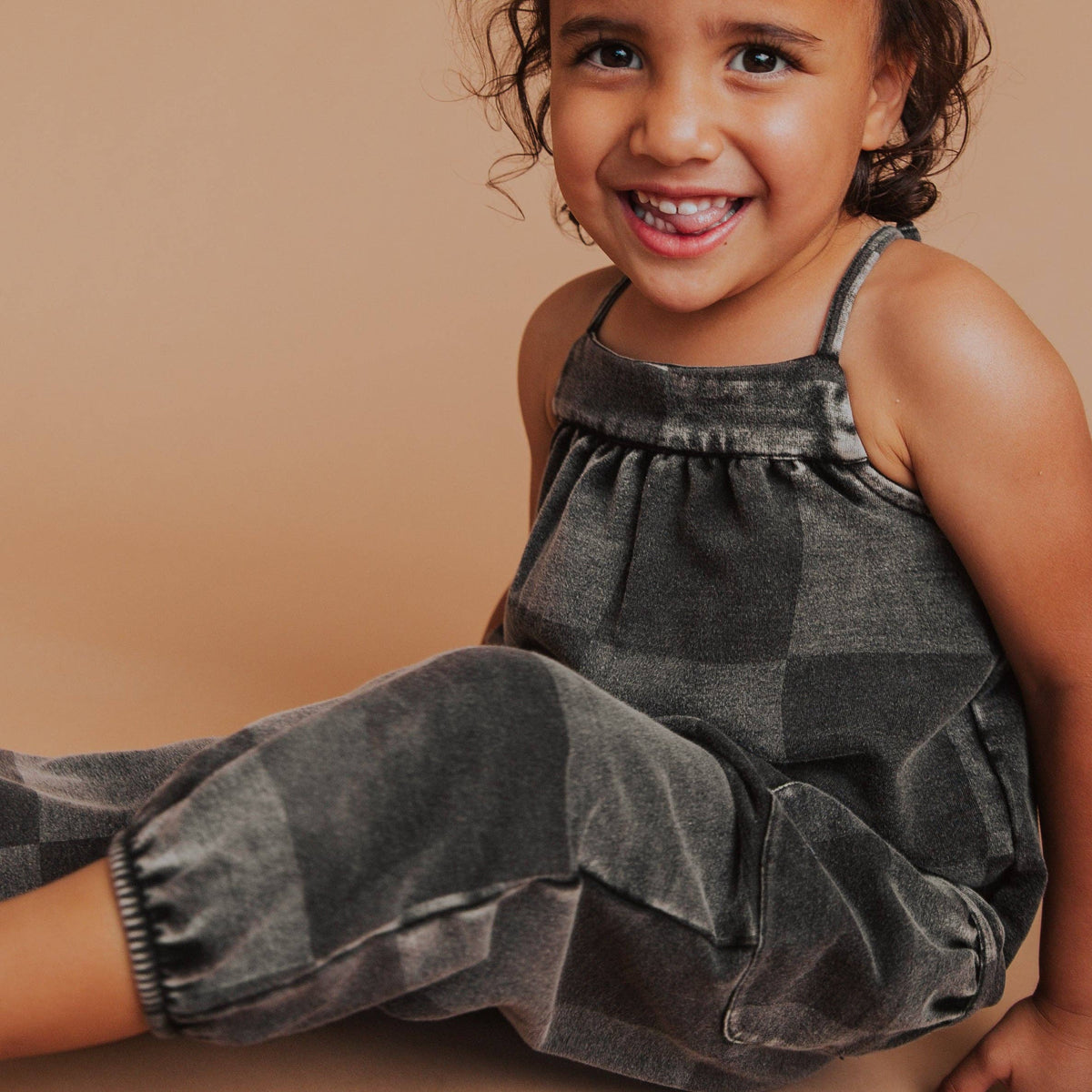 Strappy Jumper - Black Denim Check