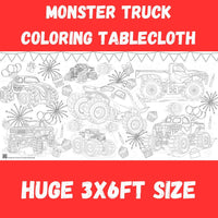 Monster Truck Coloring Tablecloth