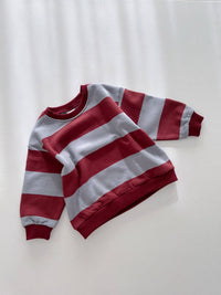 Kids Bold Stripe Sweatshirt - Wine