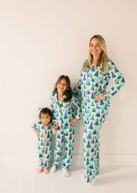 2 piece Button Up Pj Set In Trim The Tree