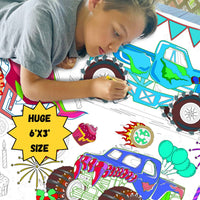 Monster Truck Coloring Tablecloth