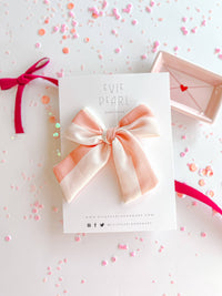 Cream & Peachy Pink Stripe Large Pinwheel Bow