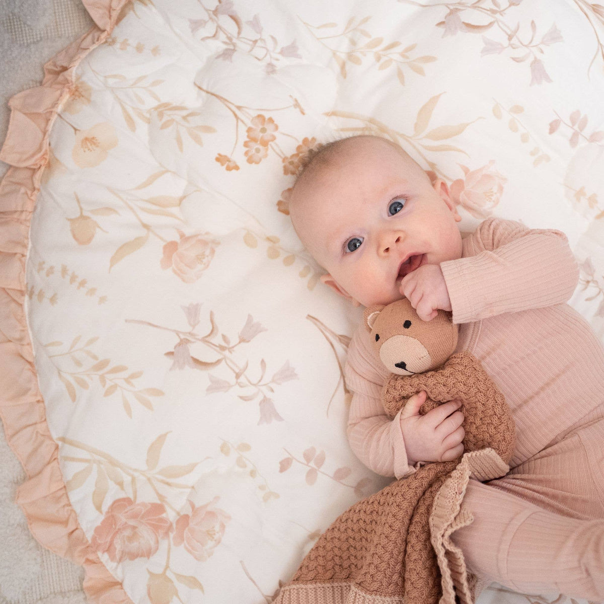 Violet Knitted Teddy Bear Lovie Blanket