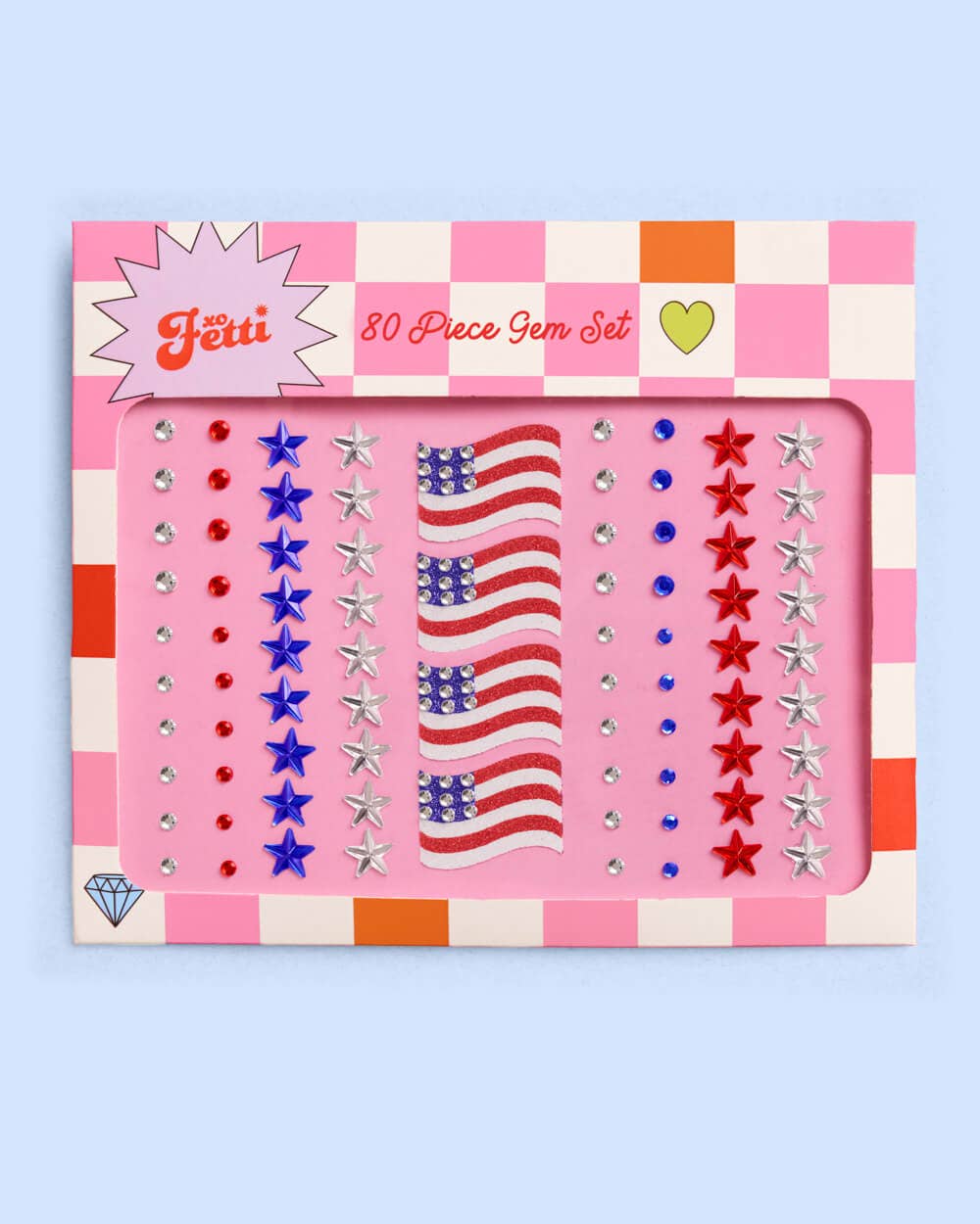 America Face Gems | Patriotic Face Stickers, Red White Blue